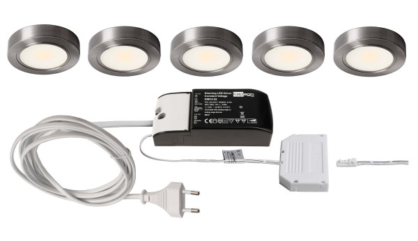 Deko-Light Möbelaufbauleuchte, Baham I 5er Bundle, Aluminium, Silber, Warmweiß, 110°, 2W, 230V