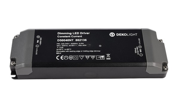 Deko-Light Netzgerät, BASIC, D50040NT, Kunststoff, Schwarz, 40W, 40-80V, 500mA, 166x52mm