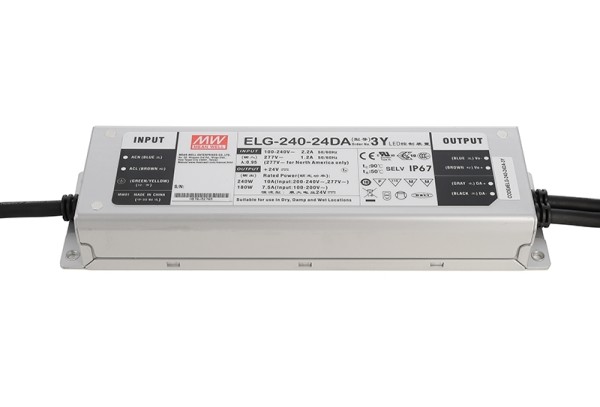 Meanwell Netzgerät, ELG-240-24DA-3Y, Aluminium, Silber, 240W, 24V, 10000mA, 219x63mm