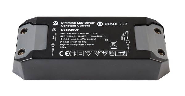 Deko-Light Netzgerät, BASIC, DIM, CC, D35020UF/20W, Kunststoff, Schwarz, 20W, 28-57V, 350mA