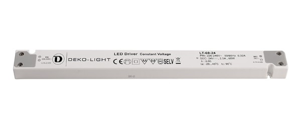 Deko-Light Netzgerät, LONG-FLAT, LT-60-24, Kunststoff, Weiß, 60W, 24V, 2500mA, 305mm