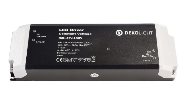Deko-Light Netzgerät, BASIC, CV, Q8H-12-150W, Kunststoff, Schwarz, 150W, 12V, 210x67mm