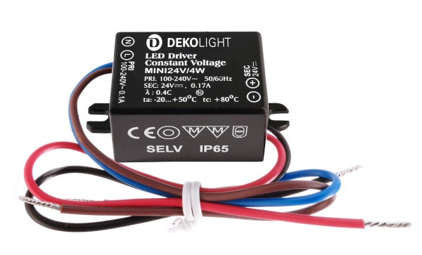 Deko-Light Netzgerät, MINI, CV, 24V/4W, Polycarbonat, Schwarz, 4W, 24V, 53x27mm