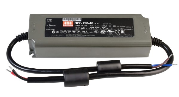 Meanwell Netzgerät, CV, NPF-120-48, Kunststoff, Schwarz, 120W, 48V, 191x63mm