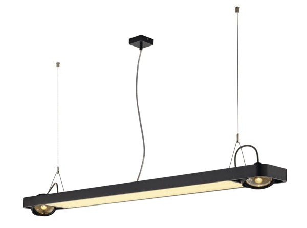 AIXLIGHT R2 OFFICE, Pendelleuchte, zweiflammig, QPAR111, LED, 4000K, rechteckig, schwarz, 1x33,5W