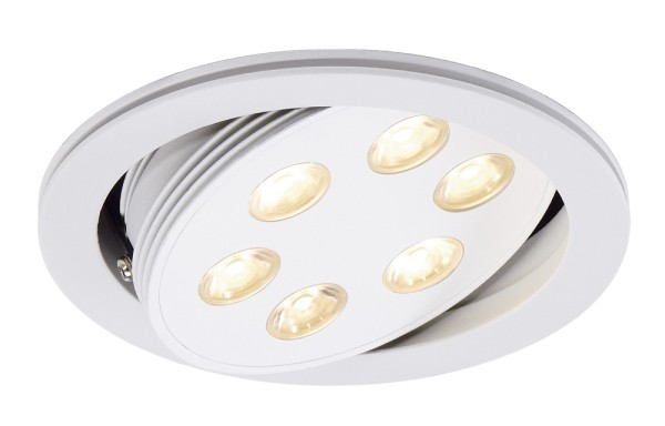 TRITON, Einbauleuchte, sechsflammig, LED, 3000K, rund, weiß matt, schwenkbar, 18 W