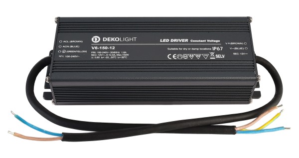 Deko-Light Netzgerät, IP, CV, V6-150-12, Aluminium, Grau, 150W, 12V, 191x70mm