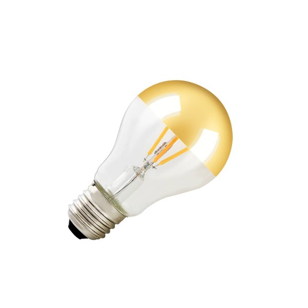 LED Leuchtmittel Spiegelkopf, A60, E27, gold