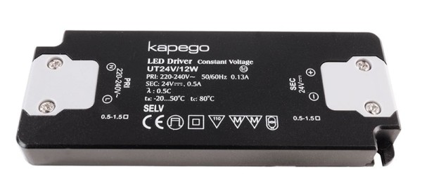 Deko-Light Netzgerät, FLAT, UT24V/12W, Kunststoff, Schwarz, 12W, 24V, 128x50mm