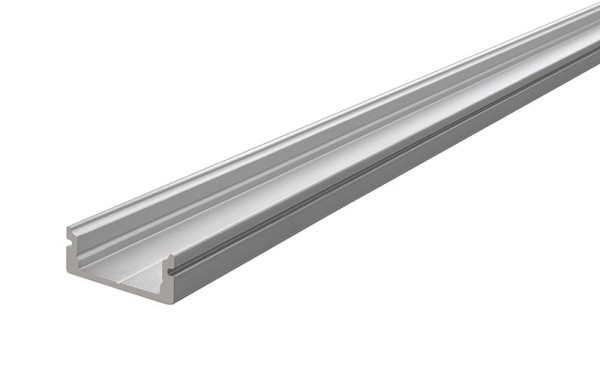 Reprofil, U-Profil flach AU-01-12 für 12 - 13,3 mm LED Stripes, Aluminium, Silber-matt