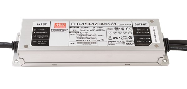 Meanwell Netzgerät, ELG-150-12DA-3Y, Aluminium, Silber, 120W, 12V, 10000mA, 219x63mm