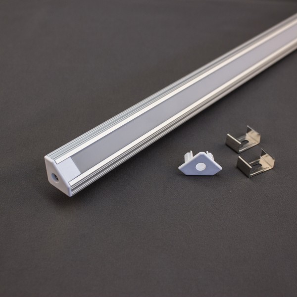 45° ALU-PROFIL SET mit Cover für LED Strip, 1m