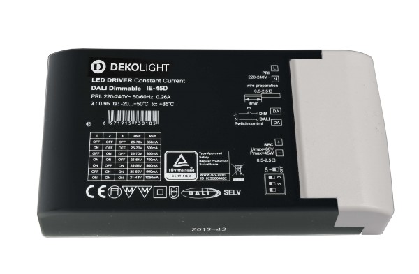 Deko-Light Netzgerät, BASIC, DIM, Multi CC, IE-45D, Kunststoff, Schwarz, 45W, 25-70V, 350mA