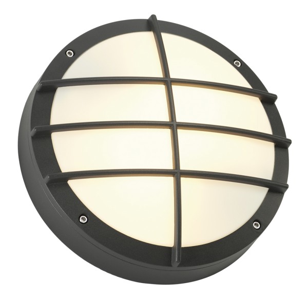 BULAN GRID, Outdoor Wand- und Deckenleuchte, A60, IP44, rund, anthrazit, max. 50W, PC Cover