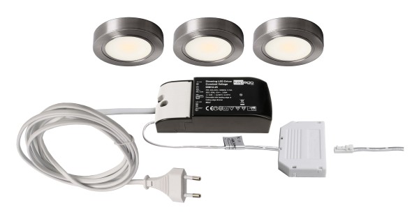 Deko-Light Möbelaufbauleuchte, Baham I 3er Bundle, Aluminium, Silber, Warmweiß, 110°, 2W, 230V