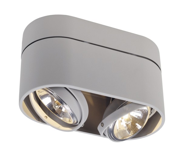 KARDAMOD, Deckenleuchte, zweiflammig, QR111, oval,  silbergrau, max. 150W