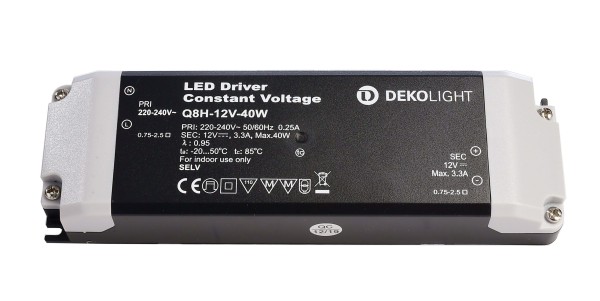 Deko-Light Netzgerät, BASIC, CV, Q8H-12-40W, Kunststoff, Schwarz, 40W, 12V, 166x52mm