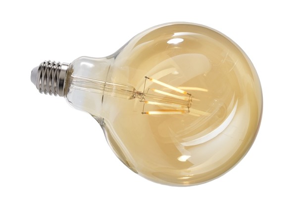 Deko-Light Leuchtmittel, Filament E27 G125 2200K, Glas, Amber, Warmweiß, 300°, 4W, 230V, 11mA, 173mm