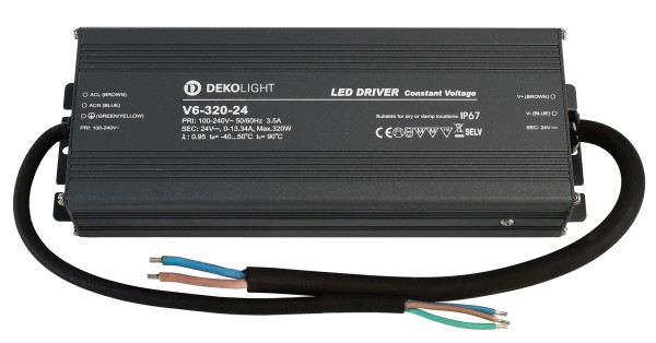 Deko-Light Netzgerät, IP, CV, V6-320-24, Aluminium, Grau, 320W, 24V, 252x90mm
