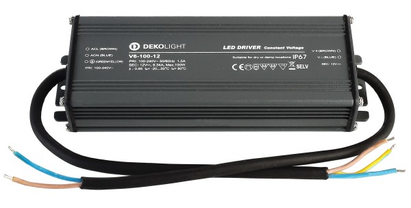 Deko-Light Netzgerät, IP, CV, V6-100-12, Aluminium, Grau, 100W, 12V, 186x64mm