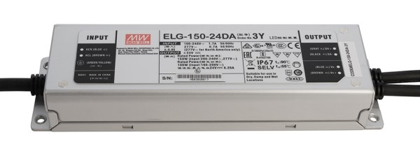 Meanwell Netzgerät, ELG-150-24DA-3Y, Aluminium, Silber, 120W, 24V, 6250mA, 219x63mm