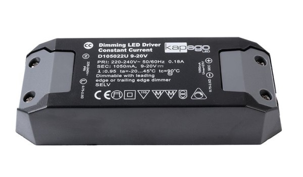 Deko-Light Netzgerät, BASIC, D105022U, Kunststoff, Schwarz, 22W, 9-20V, 1050mA, 127x44mm