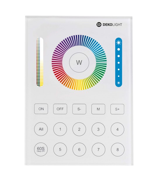 Deko-Light Steuerung RF, RF-smart, Wandfernb., weiß, 8 Zo, Single/CCT/RGB/RGBW/RGB+CCT, Kunststoff