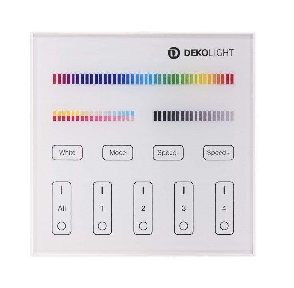 Deko-Light Steuerung RF, RF-smart, Wandfernbed., ws, 4 Zo., Single/CCT/RGB/RGBW/RGB+CCT, Kunststoff