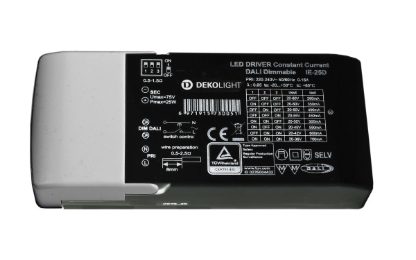 Deko-Light Netzgerät, BASIC, DIM, Multi CC, IE-25D, Kunststoff, Schwarz, 25W, 20-60V, 260mA