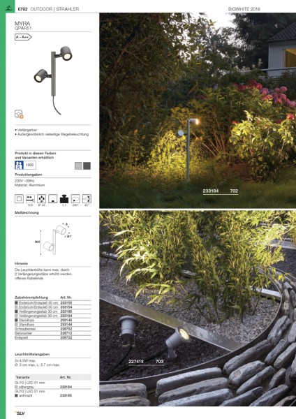 NAUTILUS SPIKE, Outdoor Spiessleuchte, QPAR51, IP65, silbergrau, max. 35W