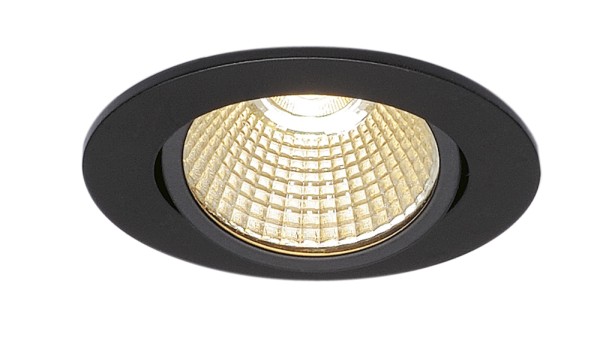 NEW TRIA 68, Einbauleuchte, LED, 3000K, rund, schwarz matt, 38°, 12W,inkl. Treiber, Clipfedern