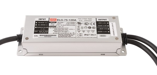 Meanwell Netzgerät, ELG-75-12DA-3Y, Aluminium, Silber, 60W, 12V, 5000mA, 180x63mm