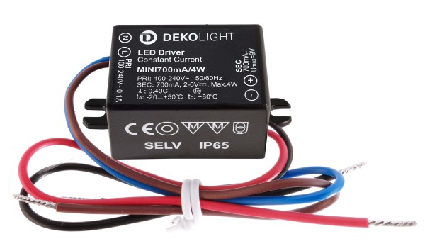 Deko-Light Netzgerät, MINI, CC, 700mA/4W, Kunststoff, Schwarz, 4W, 2-6V, 700mA, 38x27mm