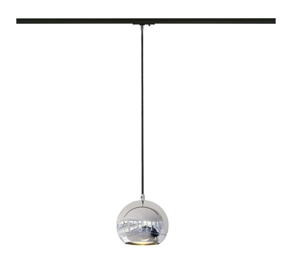 LIGHT EYE, Pendelleuchte für Hochvolt-Stromschiene 1Phasen, QPAR111, chrom, max. 75W