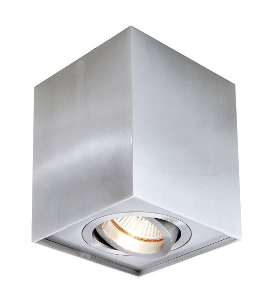 Deko-Light Deckenaufbauleuchte, Dato, Aluminium, silberfarben gebürstet, 50W, 230V, 96x96mm