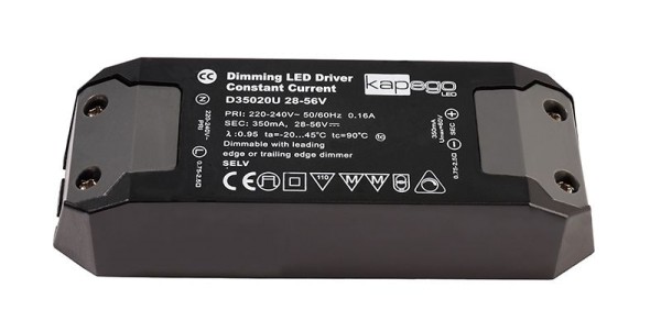 Deko-Light Netzgerät, BASIC, D35020U, Kunststoff, Schwarz, 20W, 35-56V, 350mA, 127x44mm
