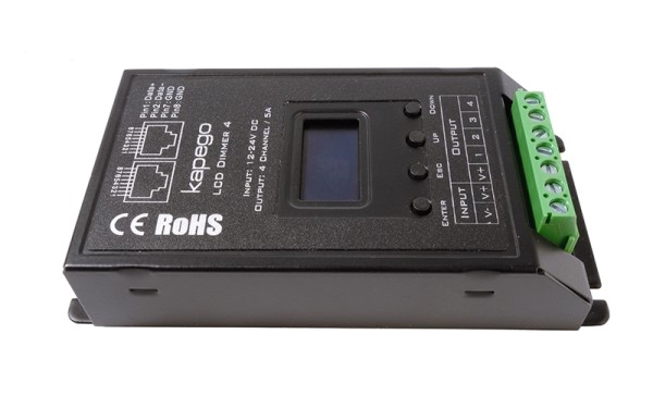 Deko-Light Controller, OLED Dimmer 4, Metall, Schwarz, 480W, 12-24V, 116x57mm