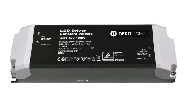 Deko-Light Netzgerät, BASIC, CV, Q8H-12-100W, Kunststoff, Schwarz, 100W, 12V, 184x61mm
